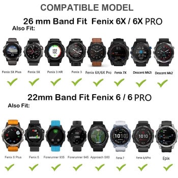 26 22MM силиконова каишка за часовник за Garmin Fenix 6X 6 Pro 7X 7 Epix Gen 2 Easyfit Wristband Fenix 5 5XPlus Smartwatch Гривна