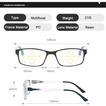 iboode Progressive Мъжки очила за четене Мултифокални анти сини лъчи Пробиопични очила Блокиране на синя светлина +1,0 1,50 2,0 2,5 3,0 3,5