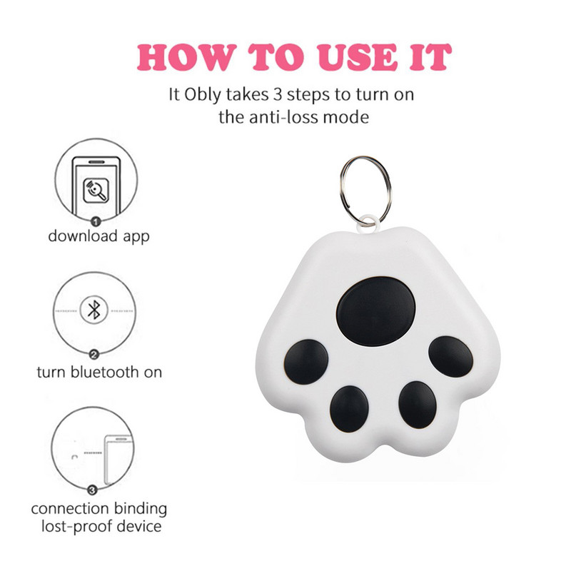 Mini Dog Paw GPS Tracker Bluetooth Anti-Lost Alarm GPS Locator Pametni novčanik Key Finder Tag Keychain Pet Dog Child Tracker