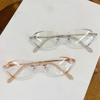 Πρεσβυωπικά γυαλιά Luxury Women Rimless Πλαίσιο κοπής διαμαντιών Anti Blue Light Γυαλιά οράσεως Συνταγογραφούμενα Γυαλιά Διόπτρας 0 έως +4,0