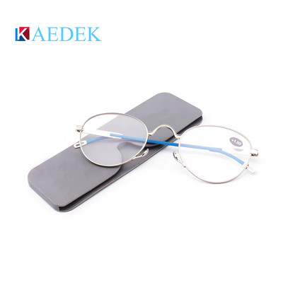 KAEDEK Moteriški vyriški akiniai skaitymui Nešiojami maži akiniai iki ligšiolinio amžiaus, hiperopijos didinamieji akiniai, metaliniai vyriai, regėjimo priežiūra