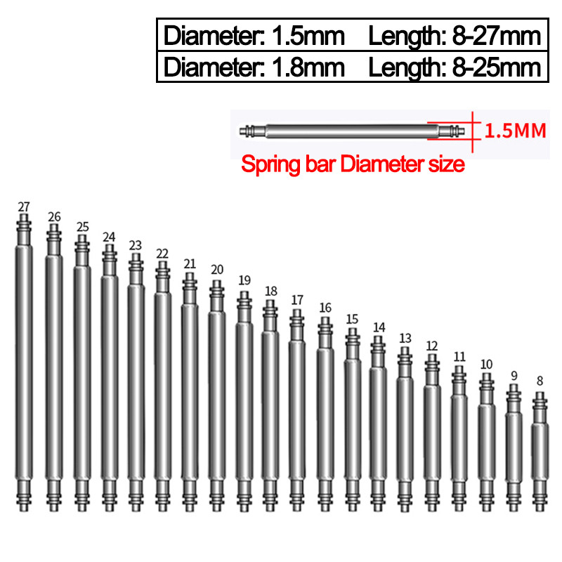 8mm-27mm Opružne šipke od nehrđajućeg čelika Remen za sat Opružne igle Alati za popravak narukvice Remen za sat Vezica Zatik Remen za sat Dodaci
