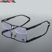 Muške naočale za čitanje koje blokiraju plavu svjetlost s metalnim četvrtastim poluokvirom, ženske naočale na recept za dalekovidnost i dalekovidnost