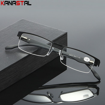 Мъжки очила за четене, блокиращи синя светлина, метални квадратни очила с половин рамка, дамски очила с рецепта за далекогледство и далекогледство