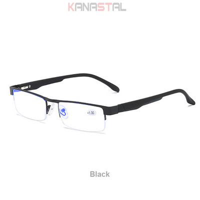 Muške naočale za čitanje koje blokiraju plavu svjetlost s metalnim četvrtastim poluokvirom, ženske naočale na recept za dalekovidnost i dalekovidnost