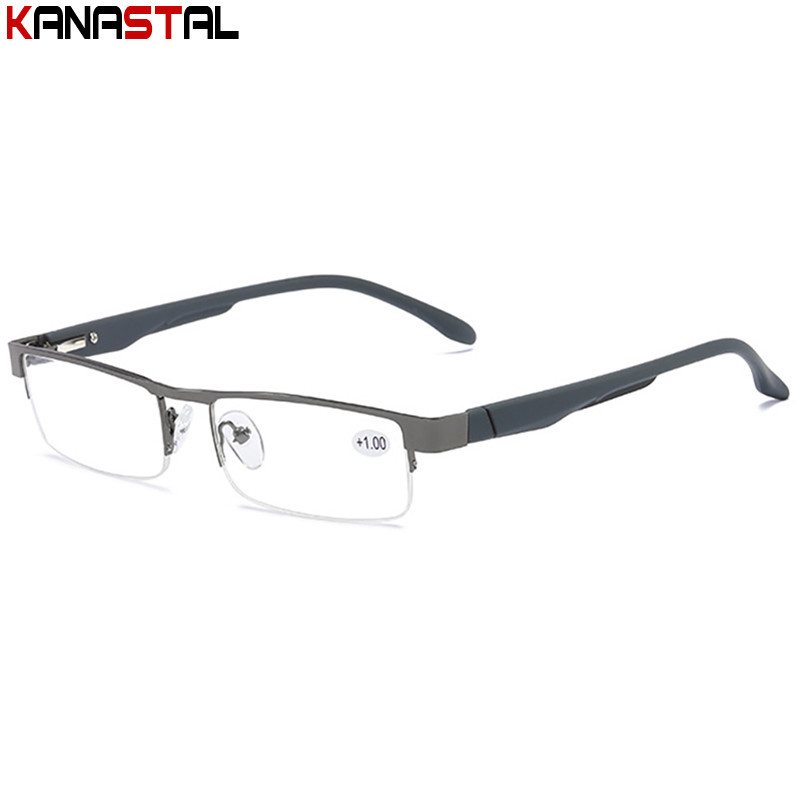 Muške naočale za čitanje koje blokiraju plavu svjetlost s metalnim četvrtastim poluokvirom, ženske naočale na recept za dalekovidnost i dalekovidnost