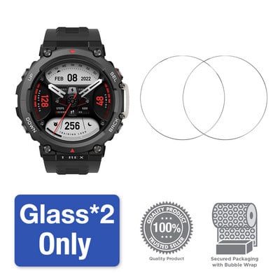 2 viename dėklas + grūdintas stiklas, skirtas Huami Amazfit T Rex 2 ekrano apsaugai ir buferio apsauginis dangtelis, skirtas Amazfit TRex 2 priedams