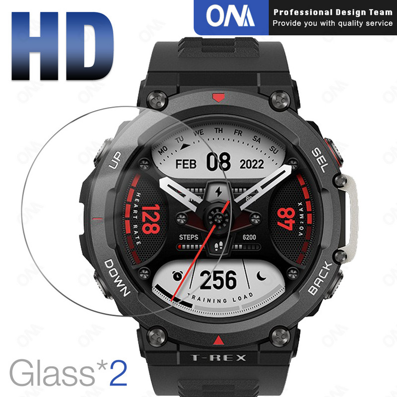 2 viename dėklas + grūdintas stiklas, skirtas Huami Amazfit T Rex 2 ekrano apsaugai ir buferio apsauginis dangtelis, skirtas Amazfit TRex 2 priedams
