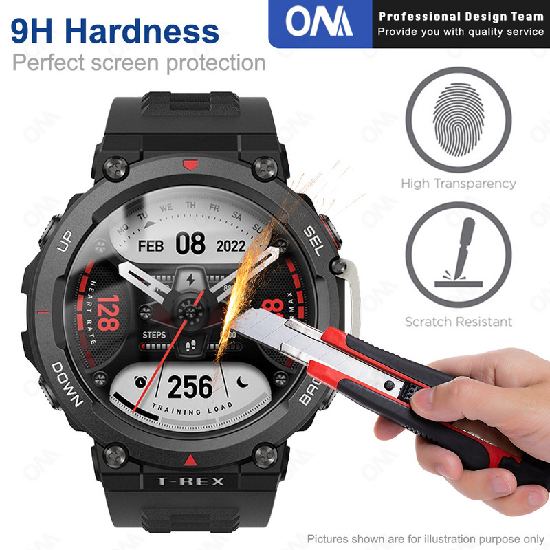 2 viename dėklas + grūdintas stiklas, skirtas Huami Amazfit T Rex 2 ekrano apsaugai ir buferio apsauginis dangtelis, skirtas Amazfit TRex 2 priedams