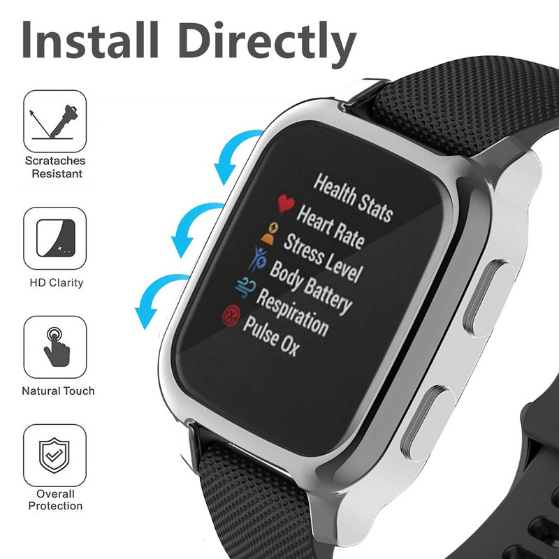 TPU галванизиран калъф Защитен капак за Garmin Venu SQ Garmin Venu SQ Music Bumper Screen Protector