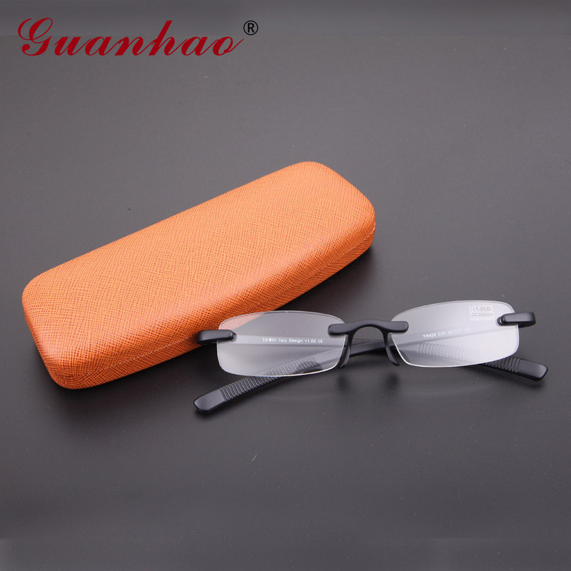 Guanhao Soft Ultralight TR90 okvir za naočale za čitanje bez okvira muškarci žene naočale čitač naočale futrola 1.0 1.5 2.0