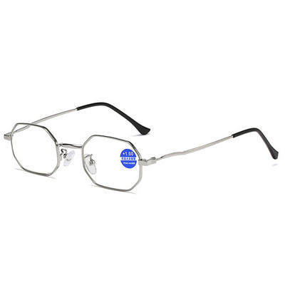 iboode Vintage naočale s metalnim poligonskim okvirom, uniseks naočale za dalekovidnost, naočale s povećalom dioptrija +1,0 1,5 2,0 2,5 3,0 3,5 4,0
