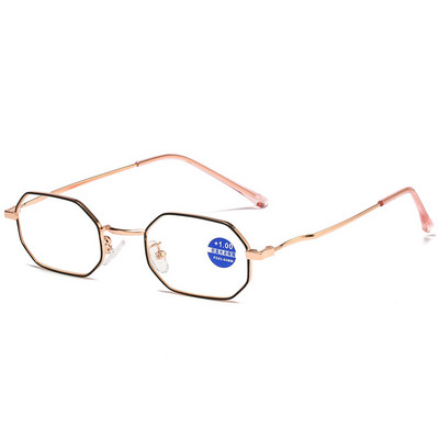 iboode Vintage naočale s metalnim poligonskim okvirom, uniseks naočale za dalekovidnost, naočale s povećalom dioptrija +1,0 1,5 2,0 2,5 3,0 3,5 4,0