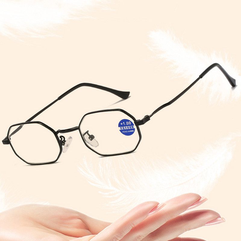 iboode Vintage naočale s metalnim poligonskim okvirom, uniseks naočale za dalekovidnost, naočale s povećalom dioptrija +1,0 1,5 2,0 2,5 3,0 3,5 4,0