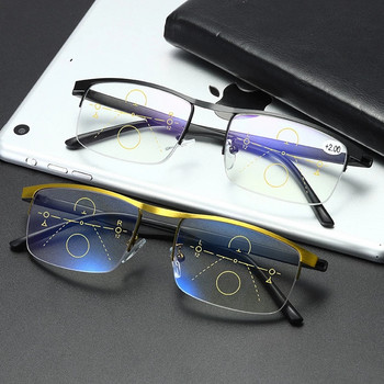 May Flower Progressive Multifocal Reading Glasses Half Frame Metal Presbyopic Eyewear Anti Blue Ray квадратни увеличителни очила