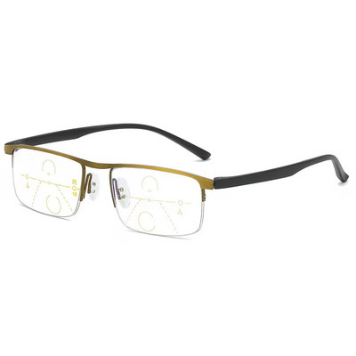 May Flower Progressive Multifocal Reading Glasses Half Frame Metal Presbyopic Eyewear Anti Blue Ray квадратни увеличителни очила