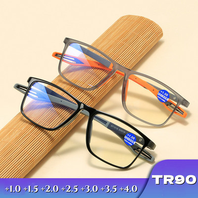 Itin lengvi TR90 sportiniai skaitymo akiniai Anti Blue Light Presbyopia Moteriški akiniai vyrams Unisex optiniai akinių rėmeliai nuo 0 iki+ 4.0