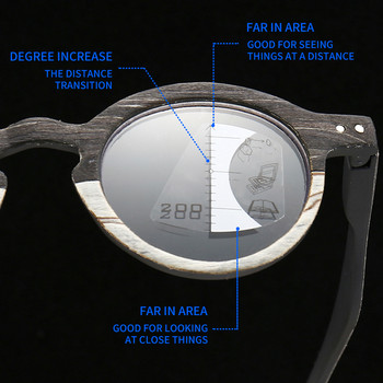 2022 Wood Grain прогресивни мултифокални очила за четене Мъже Жени Очила против синя светлина Ретро ретро кръгли очила за пресбиопия
