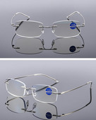 Ochelari de lectură pentru bărbați Ochelari pentru prezbiție fără ramă Ochelari prescripți la modă Ochelari optici +1,0 până la +4,0 Ochelari pentru femei 2023