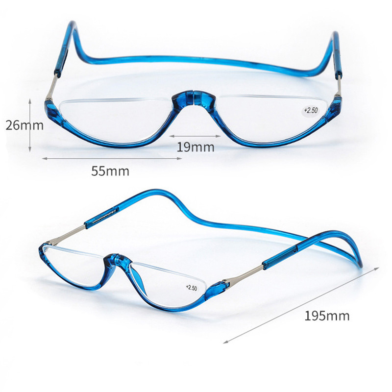 Ultralake viseće rastezljive naočale za čitanje Muškarci Žene Trendovske leće s poluokvirom Naočale za dalekovidnost Unisex dioptrija +1,0 1,5 do +3,0