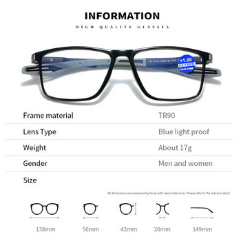 Ευέλικτα γυαλιά ανάγνωσης Vintage TR90 Σκελετός Γυναικεία Ανδρικά Γυαλιά Πρεσβυωπίας Γυαλιά Αντι Μπλε Φωτεινές Γυαλιά Διόπτρας 0 έως +4,0