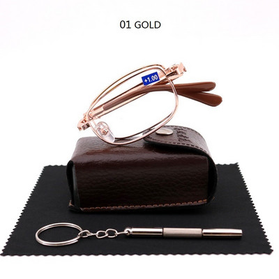 Kokkupandavad lugemisprillid meestele naistele kokkupandavad metallist presbüoopiaprillid Dioptria +1,0 1,5 2,0 2,5-4,0 Vanad hüperoopiaprillid