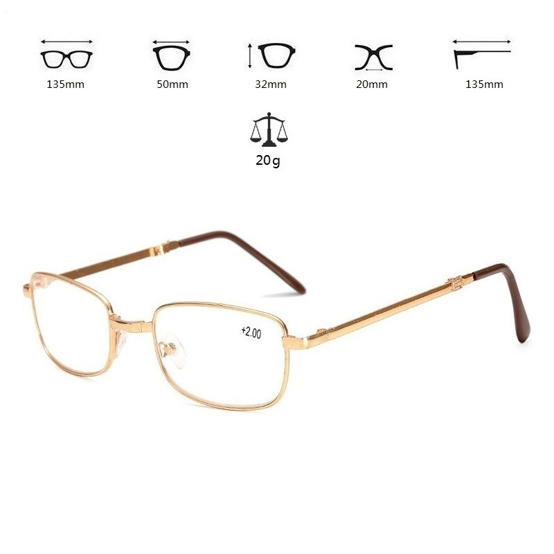 Kokkupandavad lugemisprillid meestele naistele kokkupandavad metallist presbüoopiaprillid Dioptria +1,0 1,5 2,0 2,5-4,0 Vanad hüperoopiaprillid