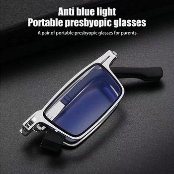 Пресбиопия Преносими сгъваеми очила за четене Мъжки метални кръгли квадратни Антисин четец за пресбиопия Диоптър +1.0 - +4.0