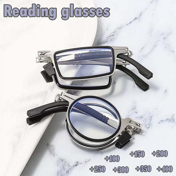 Пресбиопия Преносими сгъваеми очила за четене Мъжки метални кръгли квадратни Антисин четец за пресбиопия Диоптър +1.0 - +4.0