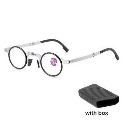 Presbyopia prijenosne sklopive naočale za čitanje muške metalne okrugle četvrtaste Anti Blue Presbyopia Reader dioptrija +1,0 - +4,0