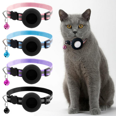 За Apple Airtags Cover Cat Collar Bell Ring Luminous Nylon Kitten Dog Collar for AirTag GPS Finder Anti Loss Tracker Device