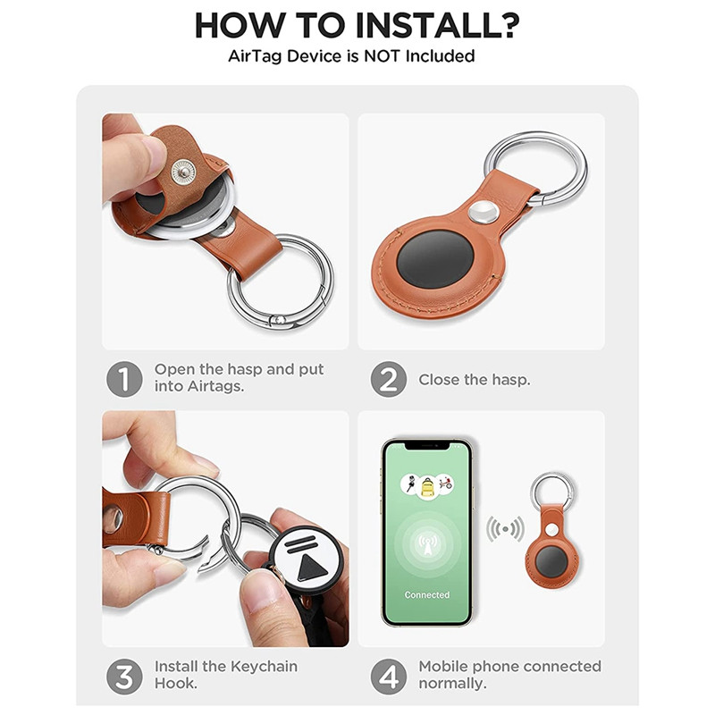 Prikladno za Apple Airtag kožnu torbicu, pogodno za Apple Tracker Device Anti-Drop, Anti-Lost Airtag torbicu