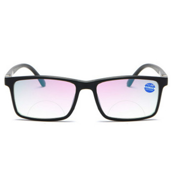 +1,0 1,5 2 Мъже, жени, бифокални очила за четене, анти-синя светлина, далечно близко увеличение, пресбиопични очила, квадратни, пълна рамка с диоптър