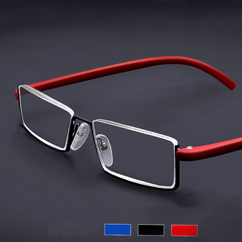 Очила за четене против синя светлина TR90 Метална половин рамка Мъжки диоптрични очила Мъжки очила с калъф Диоптър +1,0 до +6,0
