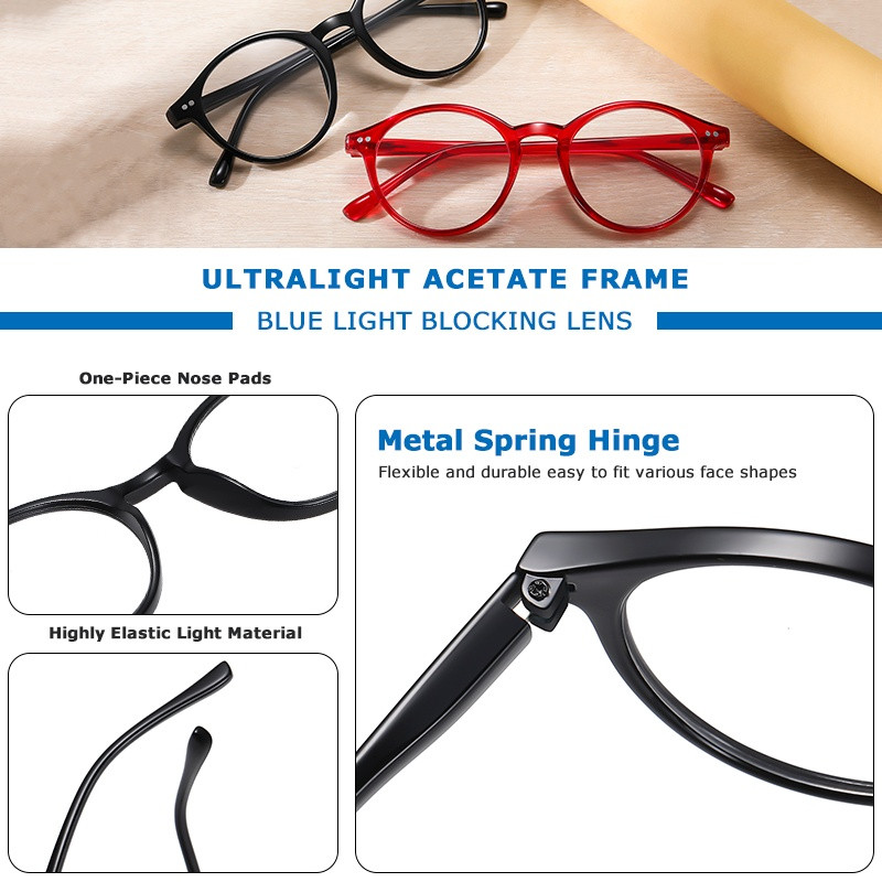 CRIXALIS, ochelari de lectură rotunzi, rotunzi, cu blocare a luminii albastre, pentru femei, cu prescripție medicală, ochelari pentru computer, bărbați, femei, UV400