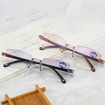 Γυαλιά ανάγνωσης Rimless Anti Blue Ray Διεστιακά γυαλιά τετράγωνα γυαλιά πρεσβυωπίας χωρίς πλαίσιο Γυναικεία γυαλιά υπερμετρωπίας 2021 +4