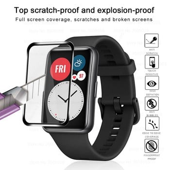 1-3PCS 9D извито защитно стъкло от меко влакно за Huawei Watch Fit Mini Smartwatch Протектори за цял екран Аксесоари за филмово покритие