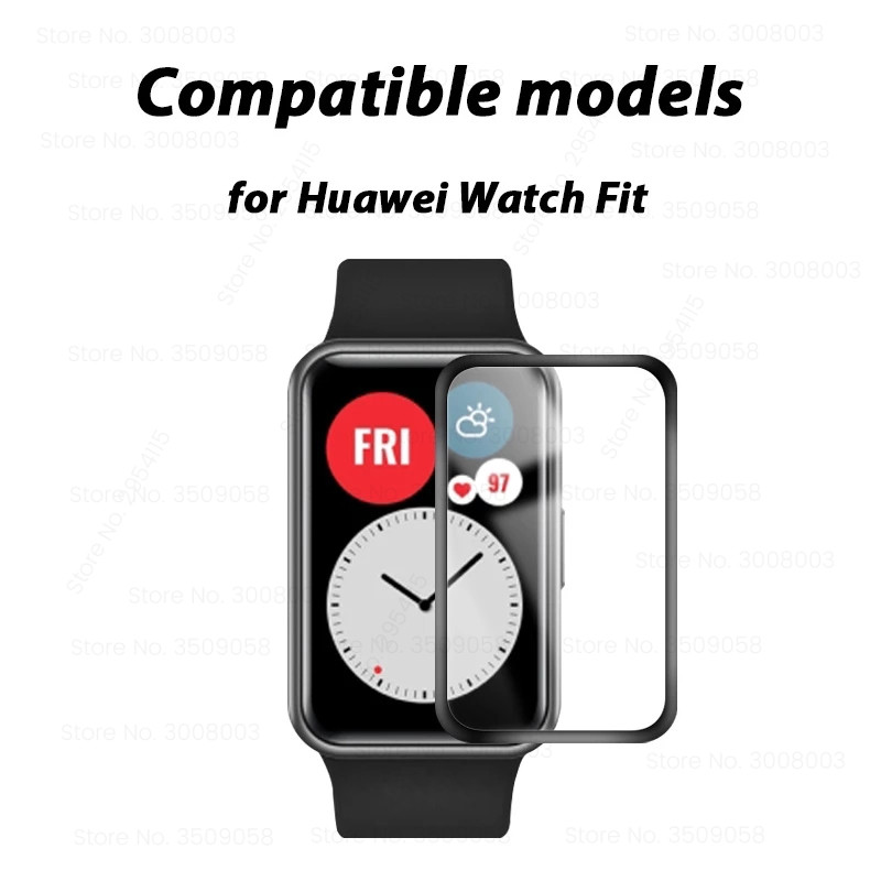 1-3 KOM 9D zakrivljeno zaštitno staklo od mekih vlakana za Huawei Watch Fit Mini Smartwatch Zaštitne folije za cijeli zaslon Dodatna oprema
