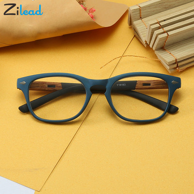 Zilead Wood Grain Lasīšanas brilles vīriešiem Vintage TR90 Square Presbyopic optiskās brilles Unisex+1.0+2.0+2.5+3.0+3.5+4.0