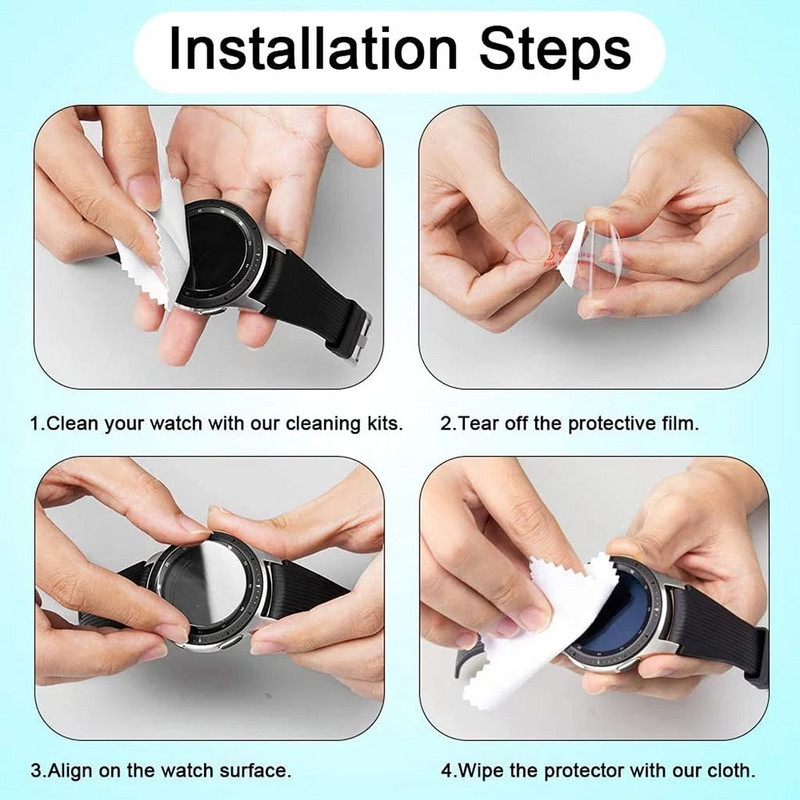 Rūdīts stikls priekš Samsung Galaxy Watch 4 40mm 44mm Watch 4 Classic 42mm 46mm HD caurspīdīgs ekrāna aizsargplēves stikla siksniņa