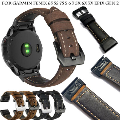 22 26 мм кожена каишка за часовник Fenix 6 5 Plus 6X Pro 3HR Instinct 2 Smart 7X 7 7S Гривна Quick Release каишка за garmin epix