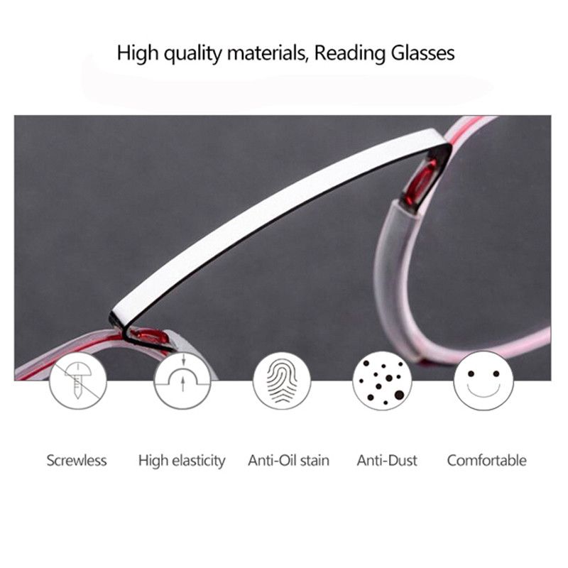 NONOR Nosies skaitymo akiniai be kojų TR Vyriški akiniai Skaitymui skirti mini akiniai moterims Nosies skaitytuvo akiniai su dėklu