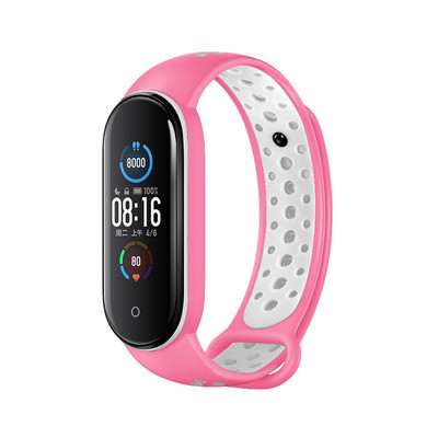 Силиконова каишка за Xiaomi Mi Band 6 5 4 3 Двуцветна каишка против изпотяване Спортна дишаща катарама Резервна каишка за Mi band 4 3