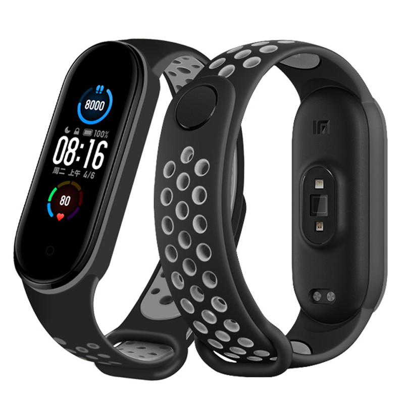 Силиконова каишка за Xiaomi Mi Band 6 5 4 3 Двуцветна каишка против изпотяване Спортна дишаща катарама Резервна каишка за Mi band 4 3
