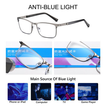 Класически очила за четене с метална рамка Мъжки анти синя светлина Бизнес очила за пресбиопия Оптични очила Грижа за зрението +1,0~+4,0