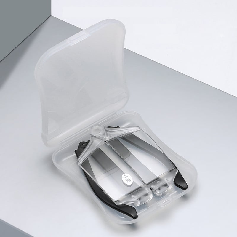 iboode Nauji besisukantys sulankstomi skaitymo akiniai Moteriški Vyriški Nešiojami mažo rėmelio Presbyopia Reader Hiperopijos akiniai Dioptrija +1,5 2