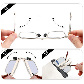 Φορητά αναδιπλούμενα γυαλιά ανάγνωσης Γυναικεία Ανδρικά Αντι-Μπλε Φως Υπερλεπτό Υπολογιστή μπορεί να κολλάει τηλέφωνο Γυαλιά με θήκη γυαλιών 1.5