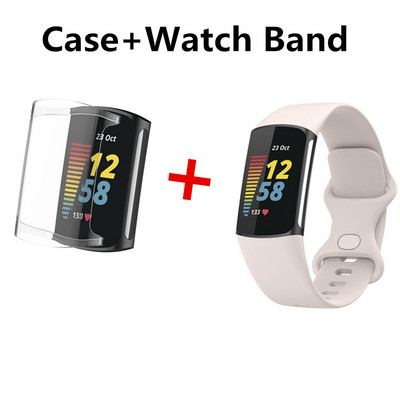 Službeni remen za sat za Fitbit Charge 5 Smartwatch za Charge 5 sportsku narukvicu za ručni remen + zaštitna maska za cijeli zaslon