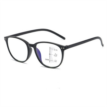 Elbru Anti-Blue Light Γυαλιά ανάγνωσης πολλαπλής εστίασης Γυναικείες άντρες Καθαρό στρογγυλό Έξυπνο ζουμ κοντά και μακριά Πρεσβυωπικά γυαλιά διπλής χρήσης
