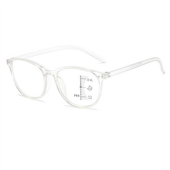 Мултифокусни очила за четене Elbru Anti-blue Light Жени Мъжки Прозрачни кръгли интелигентни очила за близко и далечно увеличение с двойна употреба за пресбиопия